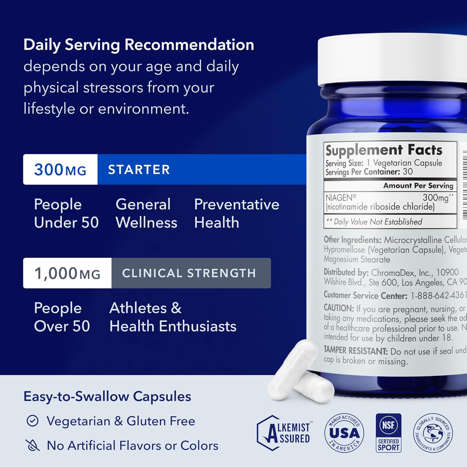 TRU NIAGEN Patented NAD+ Supplement for Anti Aging and Cell Regeneration, 300 mg Niagen, 30 Servings