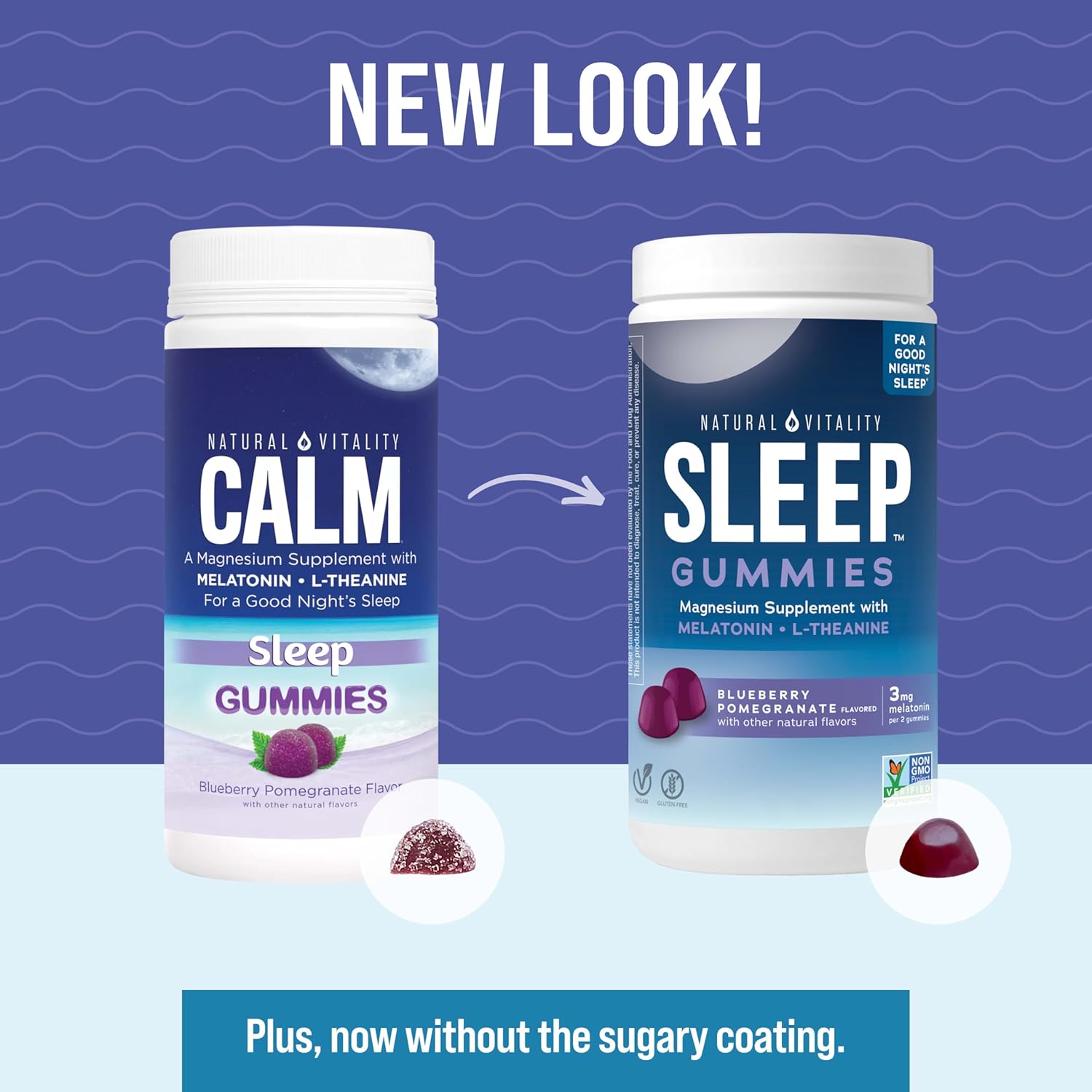 Natural Vitality SLEEP Gummies, Magnesium Supplement With Melatonin and L-Theanine, 120 Count
