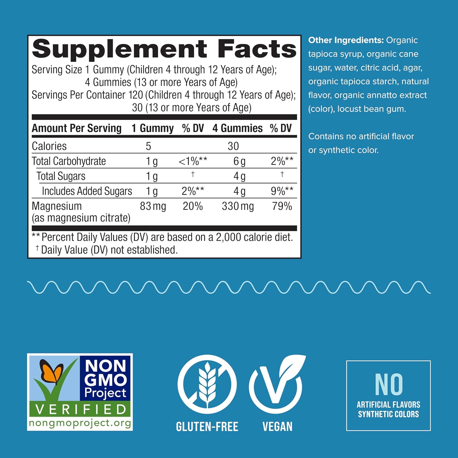 Natural Vitality Calm, Magnesium Citrate Kids Supplement, Stress Relief Gummies, 120 Gummies
