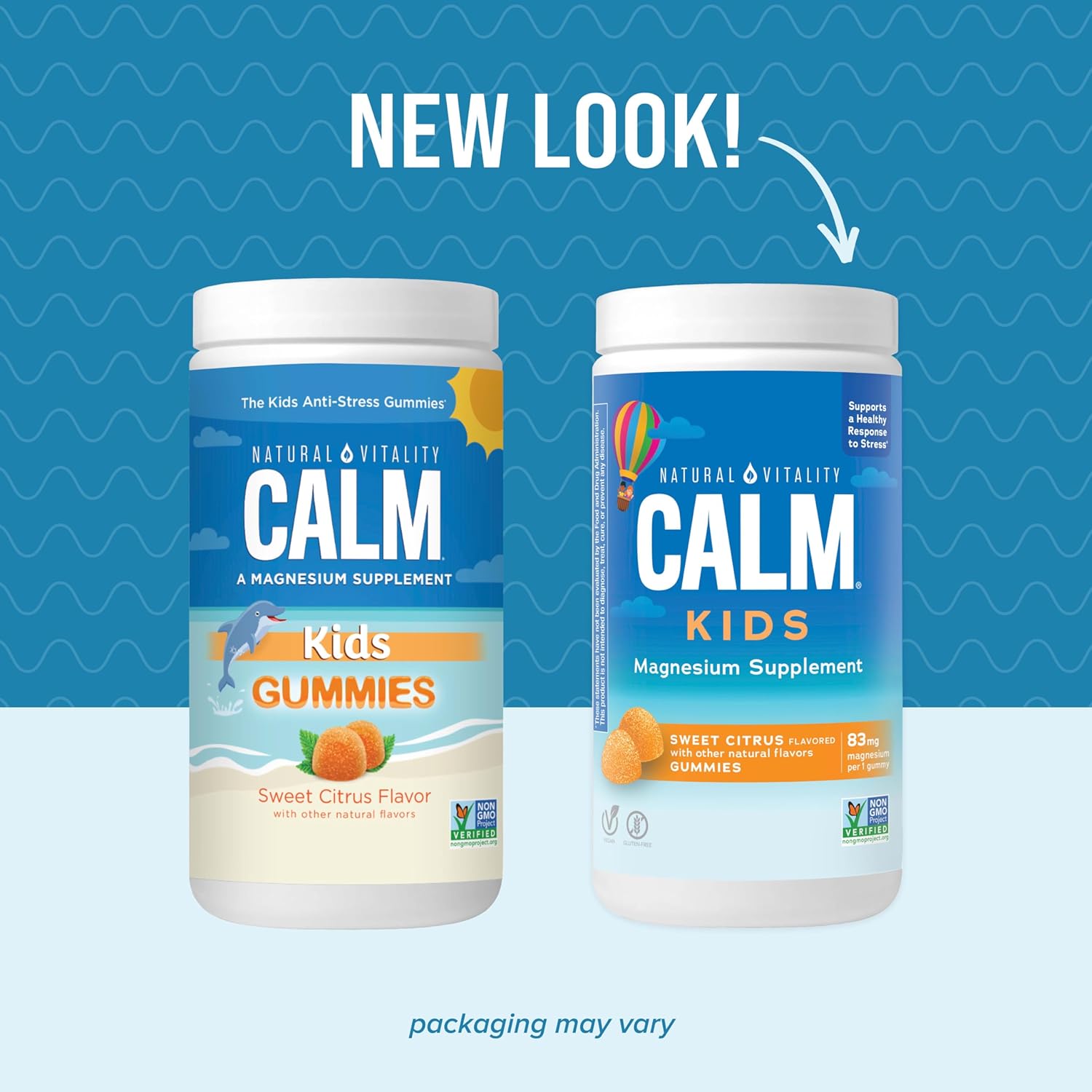 Natural Vitality Calm, Magnesium Citrate Kids Supplement, Stress Relief Gummies, 120 Gummies