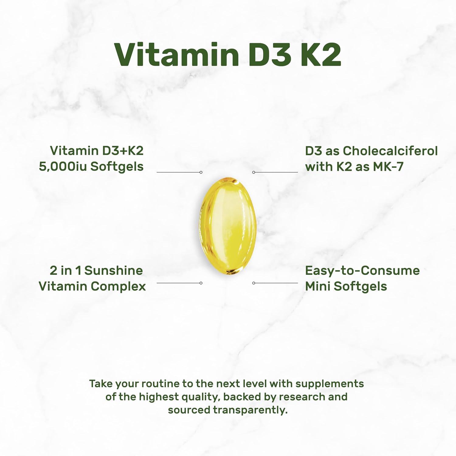 DEAL SUPPLEMENT 2 Pack Vitamin D3 5,000 IU + K2 MK7 Softgels, 500 Count | 2-in-1