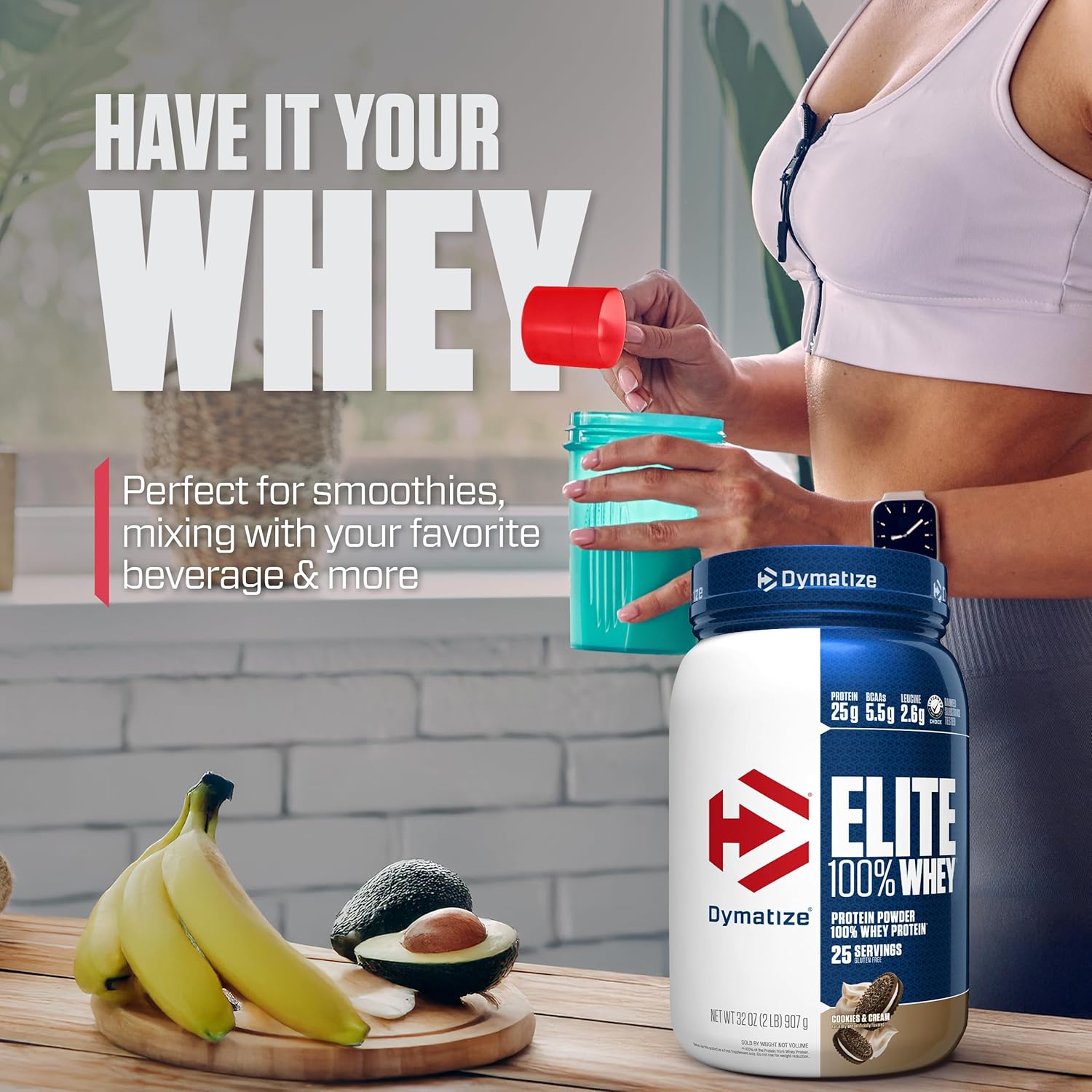 Dymatize Elite 100% Whey Protein Powder, Cookies & Cream, 25g of Protein