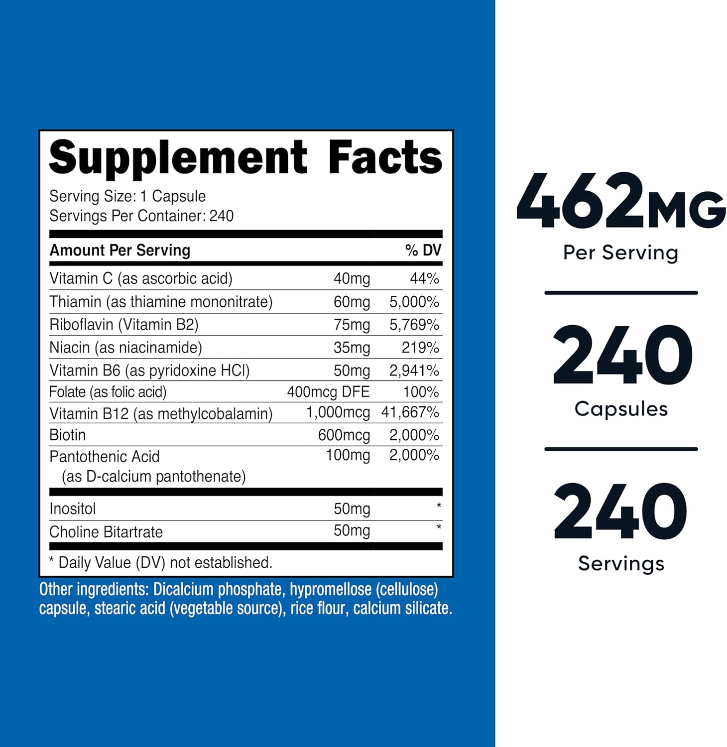 Nutricost Vitamin B Complex 462mg, 240 Capsules