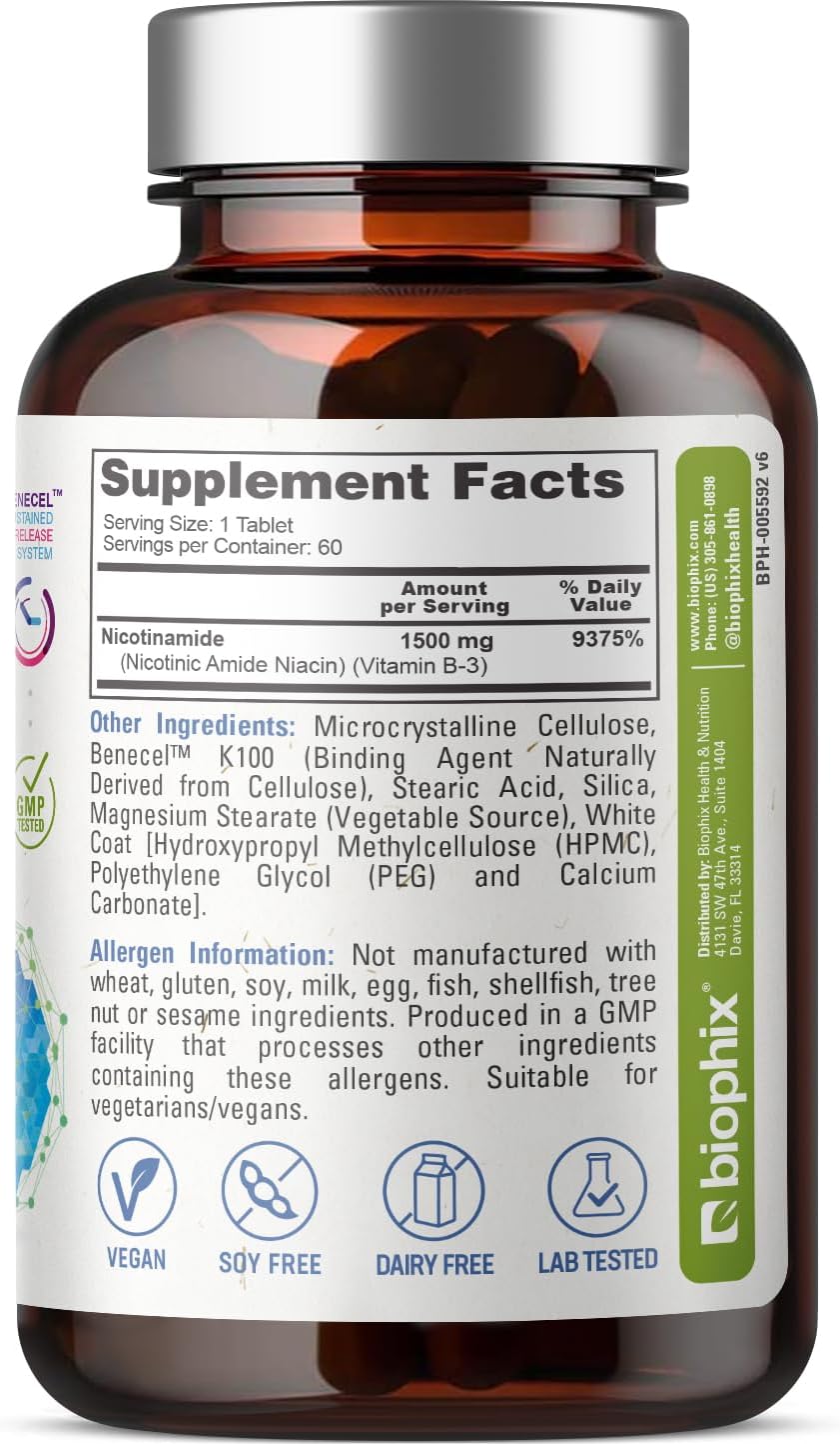 biophix B-3 Nicotinamide 1500 mg 60 Tablets Maximum Strength