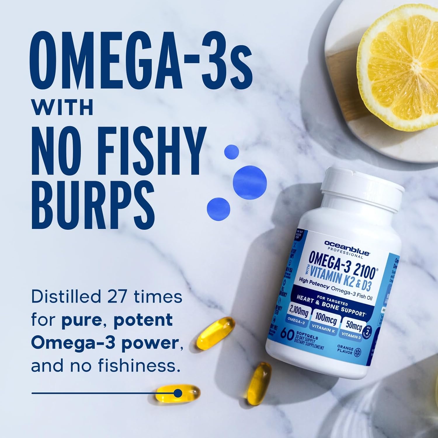 Oceanblue Professional Omega-3 2100 with Vitamin K2 and Vitamin D3-60 Count, 30 Servings