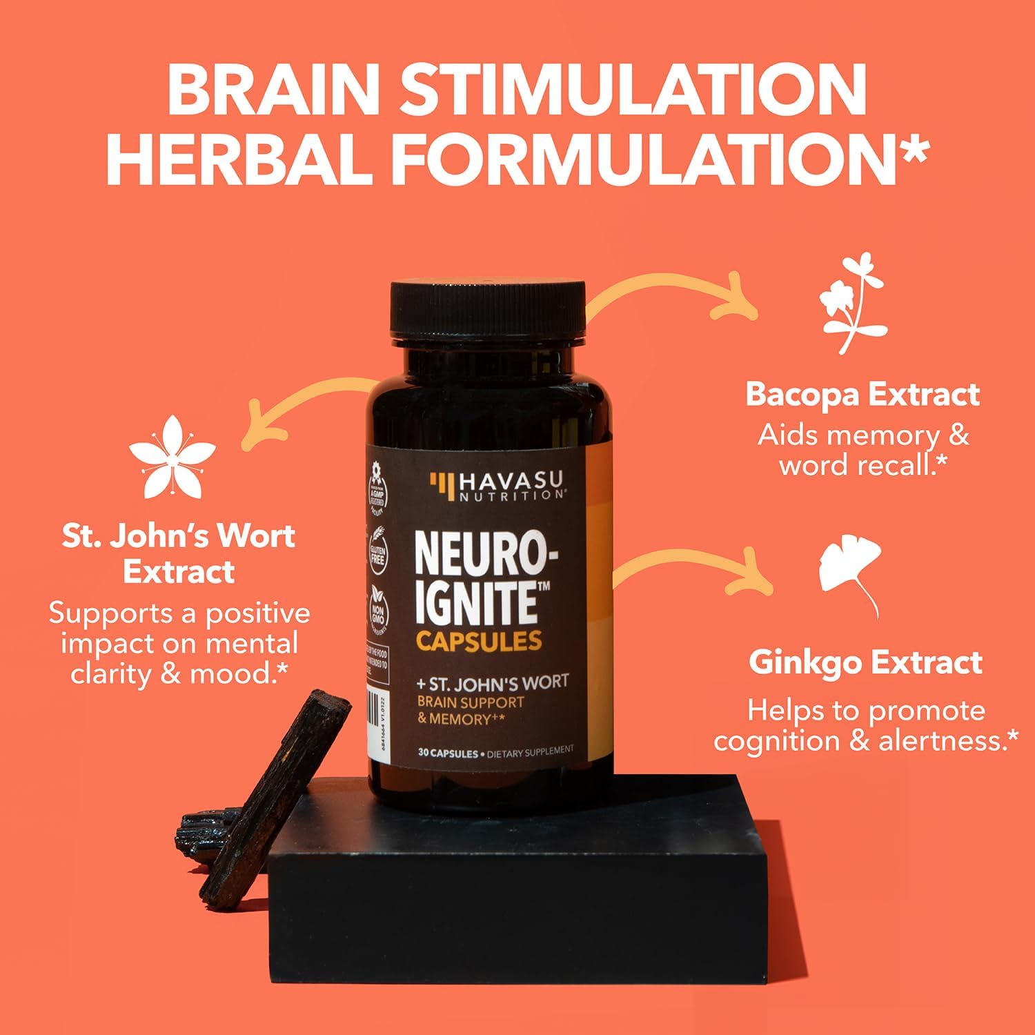NeuroIGNITE Brain Supplements for Memory and Focus - 30 Count - Nootropics Brain Support