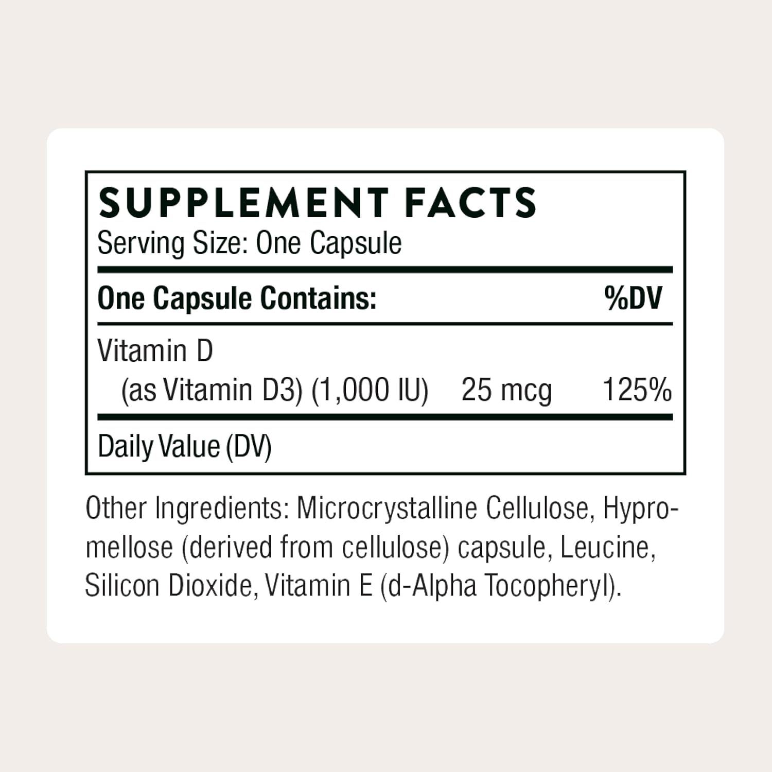 THORNE - Vitamin D3 Supplement - Supports Healthy Bones, Teeth, Muscles - 90 Servings