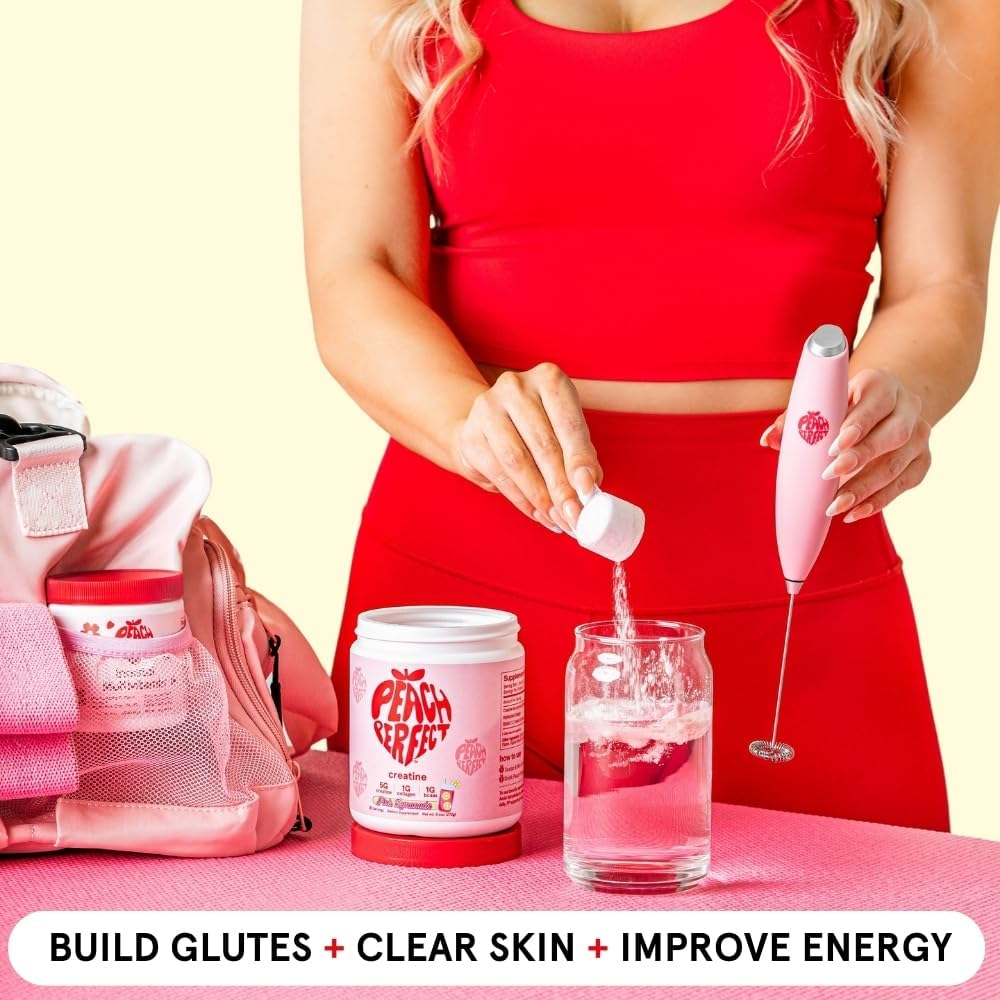 Peach Perfect Creatine Blend for Women – Micronized Creatine Monohydrate with BCAA & Collagen– Pink Lemonade – 30 Servings