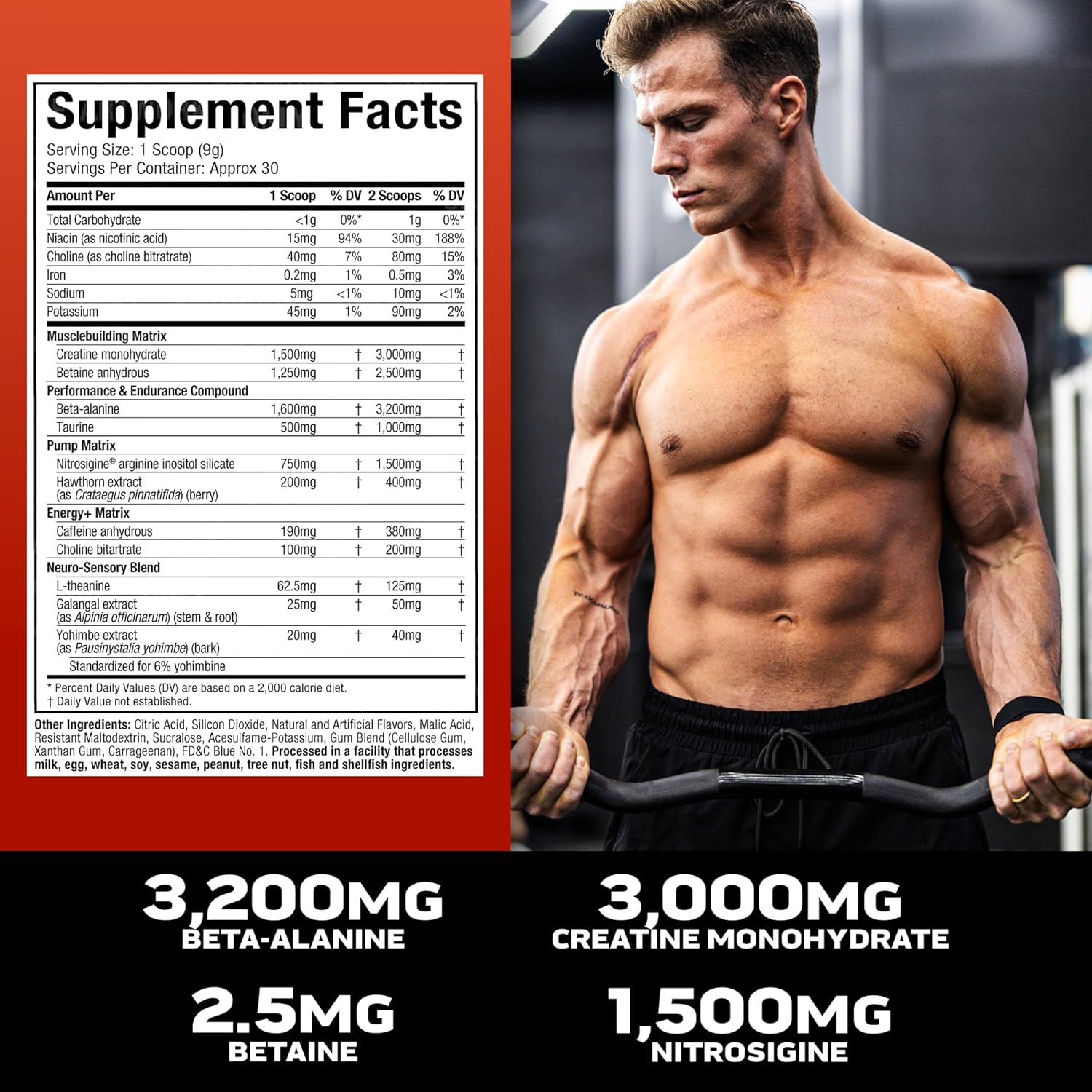 MuscleTech Pre-Workout Powder, Vapor X5 - Blue Razz Freeze, 266g (30 Servings)
