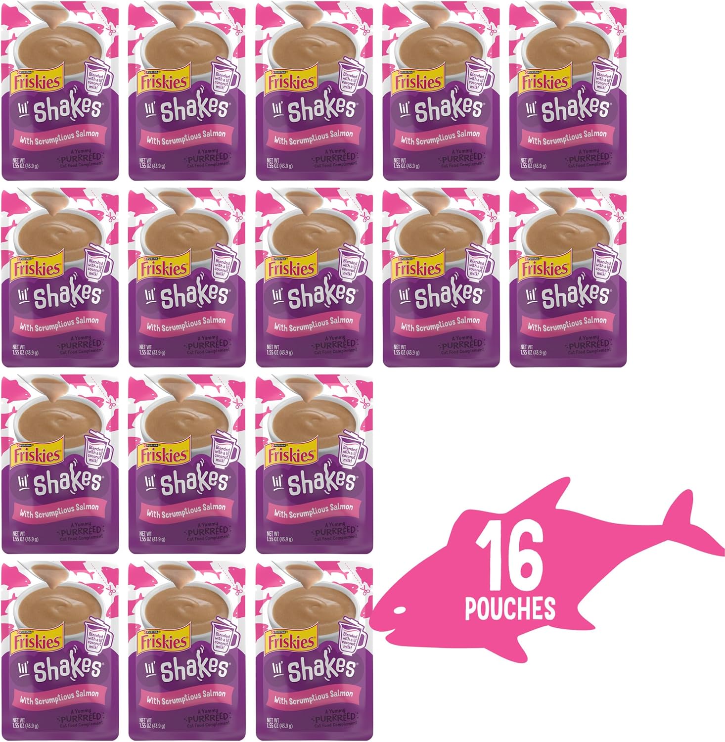 Purina Friskies Pureed Cat Food Topper - (Pack of 16) 1.55 oz. Pouches