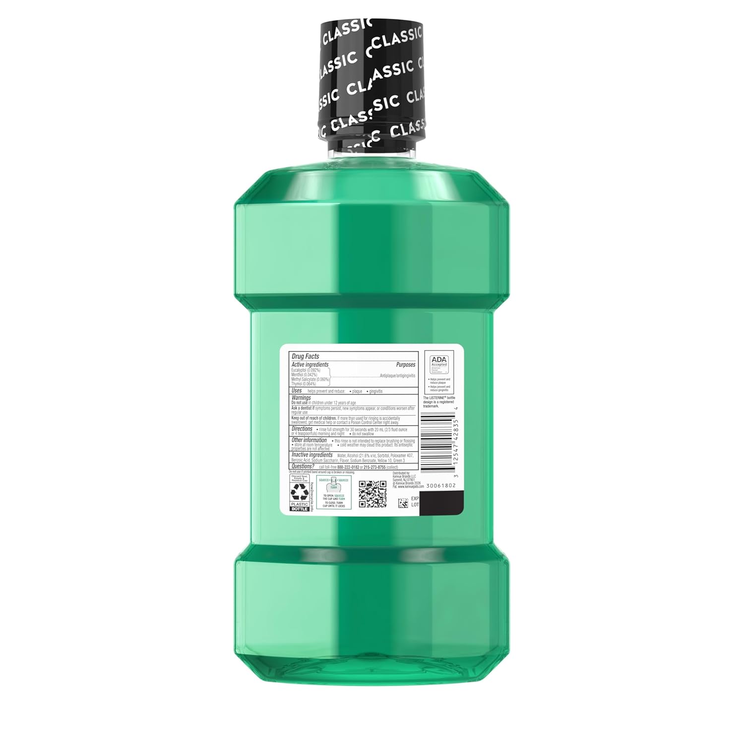 Listerine Freshburst Intense Antiseptic Mouthwash for Bad Breath, Kills 99.9% of Germs That Cause Bad Breath & Fight Plaque & Gingivitis, ADA Accepted Mouthwash, Intense Spearmint, 1 L