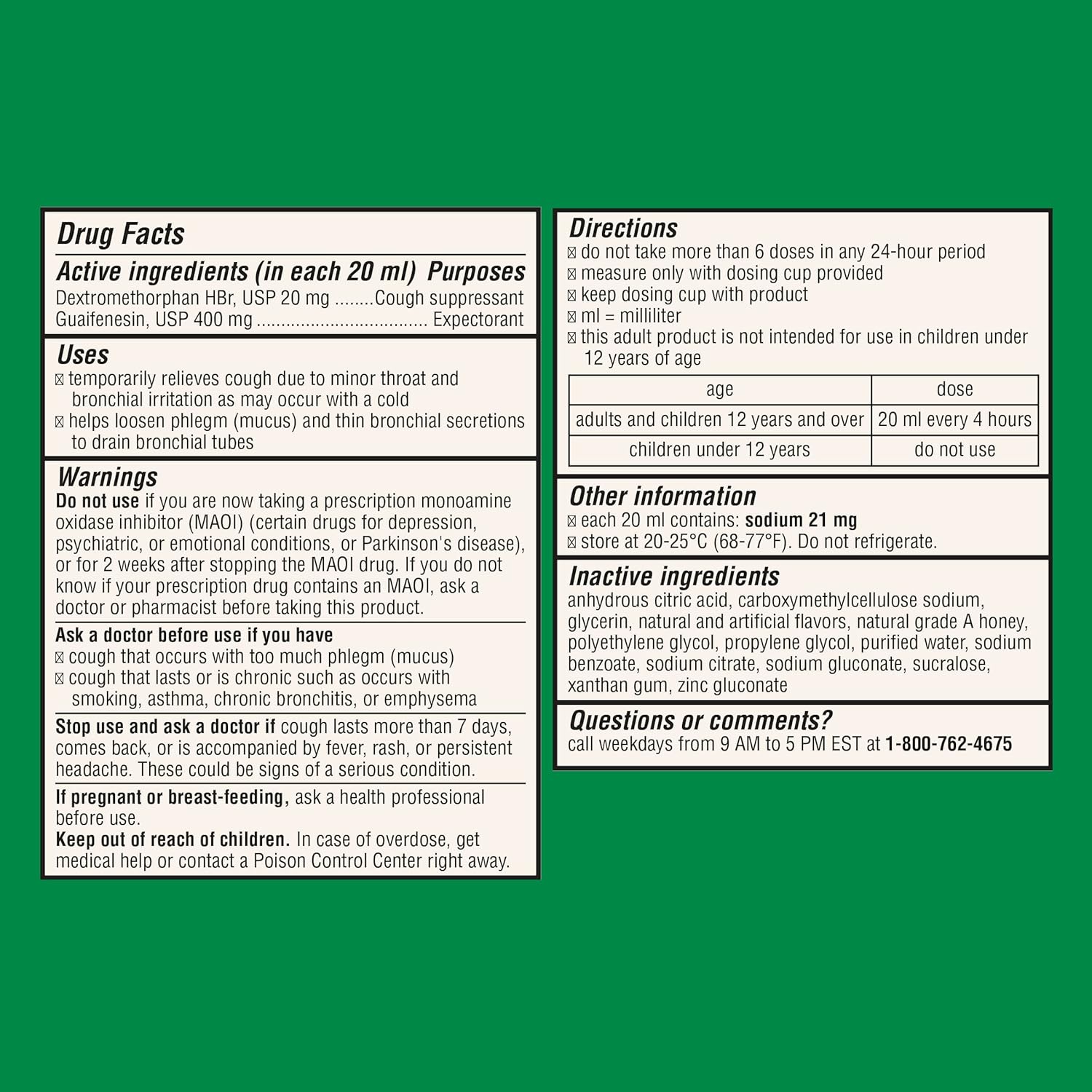 Robitussin Maximum Strength Honey Cough Plus Chest Congestion DM - 8 Fl Oz x 2