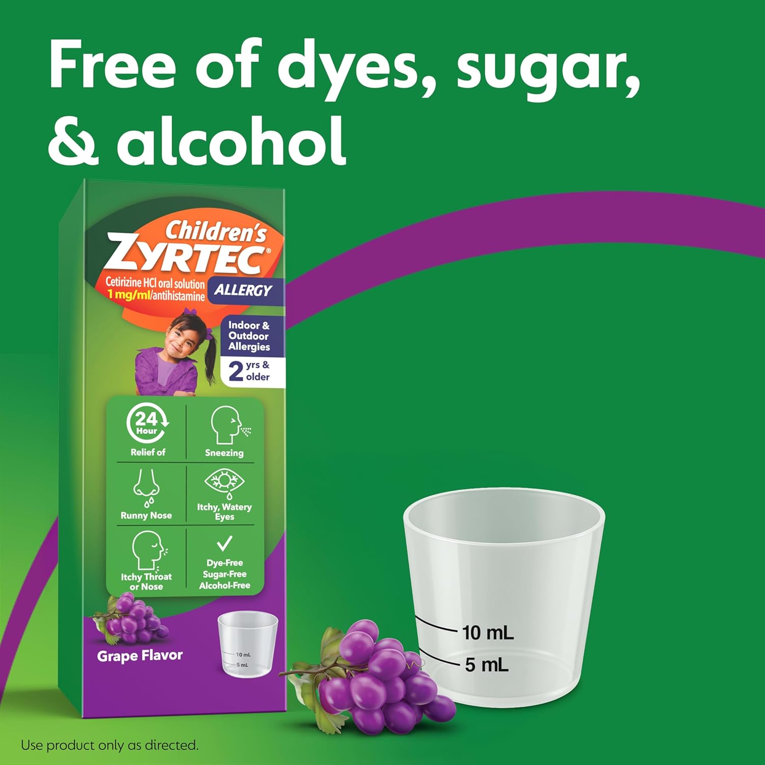 Zyrtec Children’s 24-Hour Allergy Relief Syrup, 5 mg Cetirizine Hydrochloride Antihistamine, 8 fl oz