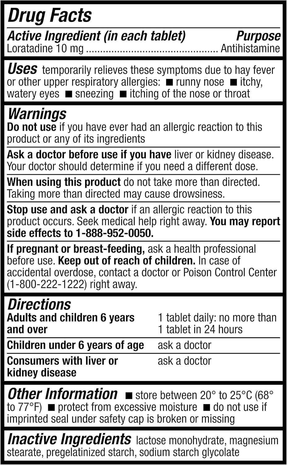 HealthA2Z® Allergy Relief | Loratadine 10mg Antihistamine | 500 Tablets |