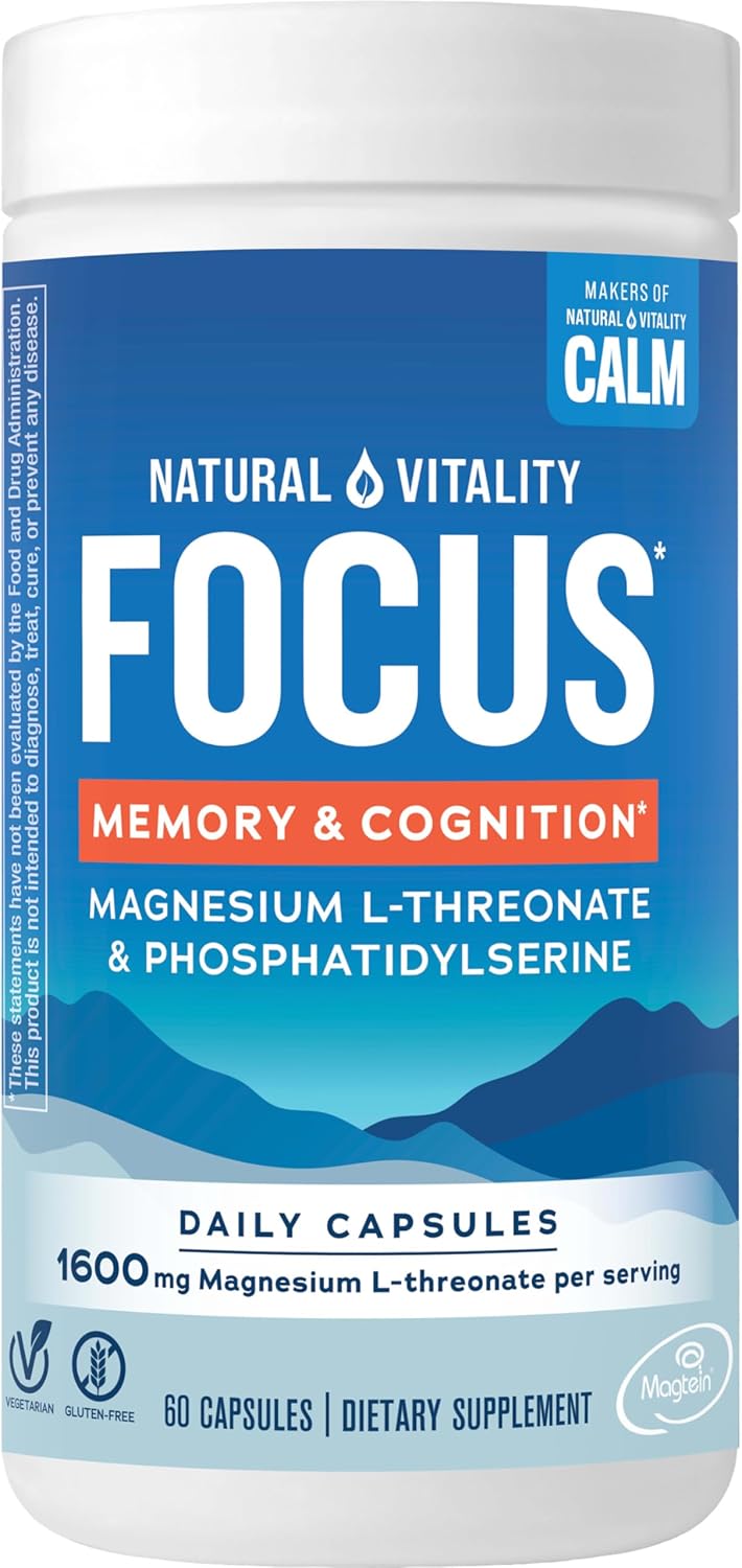 Natural Vitality Focus,Gluten Free, Vegetarian, 60 Capsules