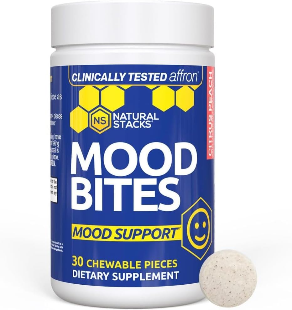 Saffron Supplement with Vitamin B3 - Mood Support Supplement - 14mg Saffron Extract & 62mg Vitamin B3 Niacin, 30 Citrus Peach Chewables