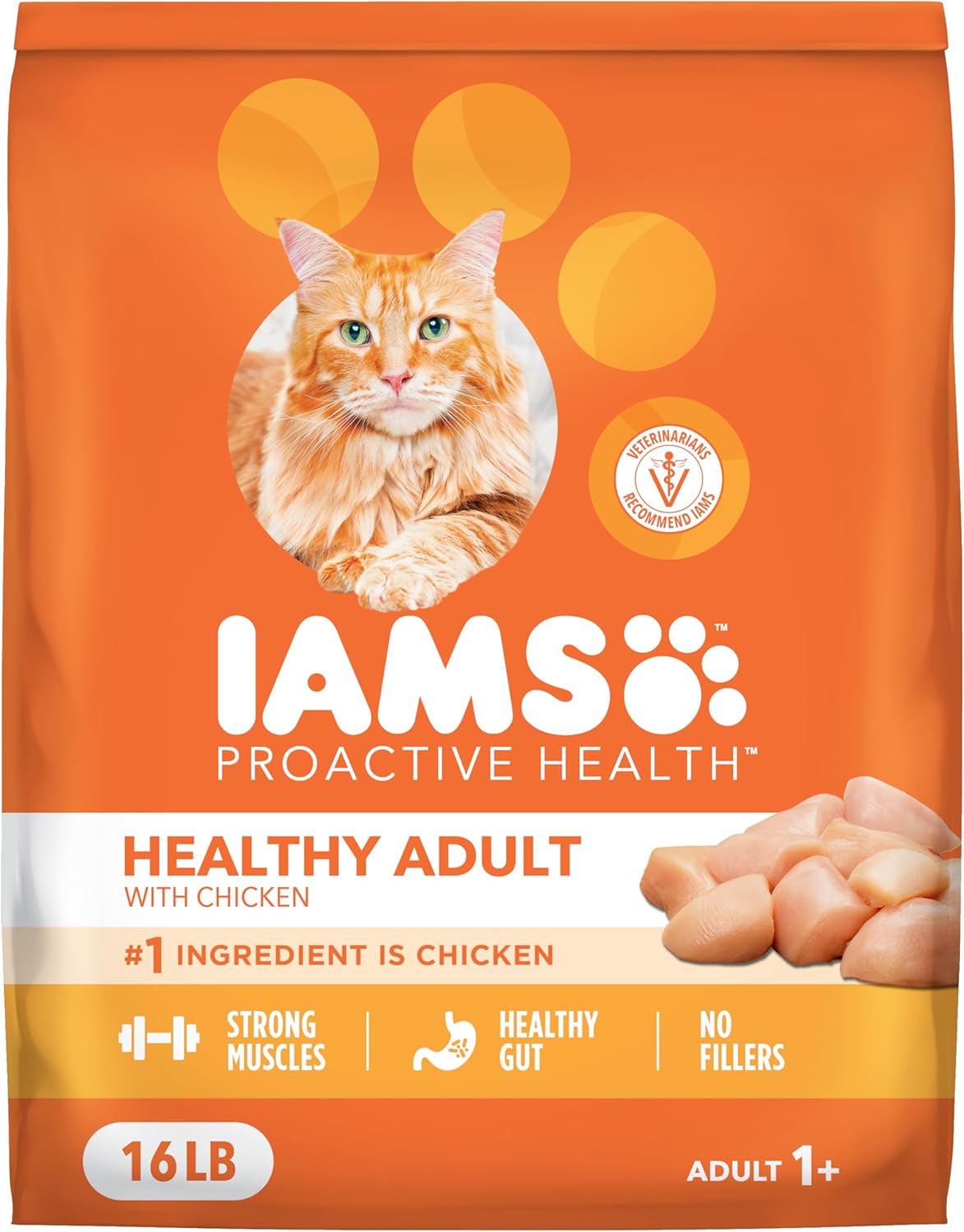 IAMS Proactive Health Adult Healthy Dry Cat Food with Chicken, 16 lb. Bag