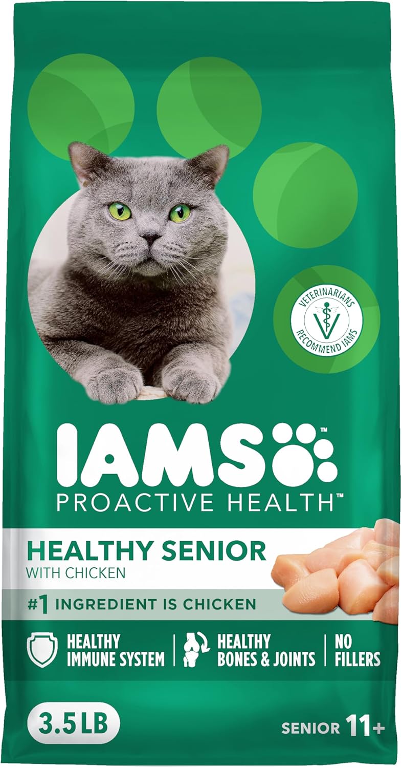 IAMS Proactive Health Healthy Senior Dry Cat Food with Chicken, 3.5 lb. Bag