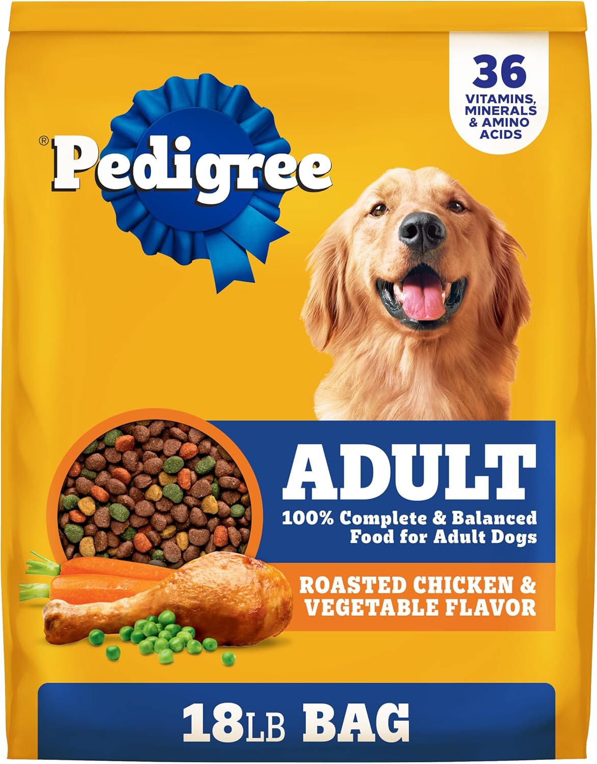 Pedigree Complete Nutrition Adult Dry Dog Food Roasted Chicken & Vegetable Flavor, 18 lb. Bag
